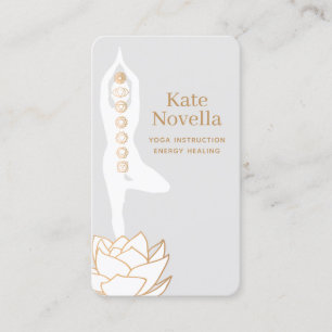 Affärskortet Yoga Teacher White Lotus Black Visitkort