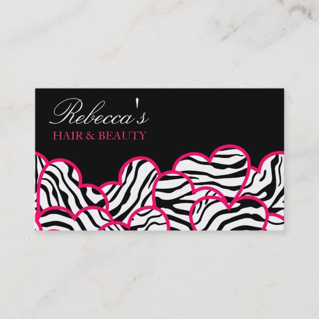 Affärskortet Zebra Hearts Design Visitkort (Framsida)