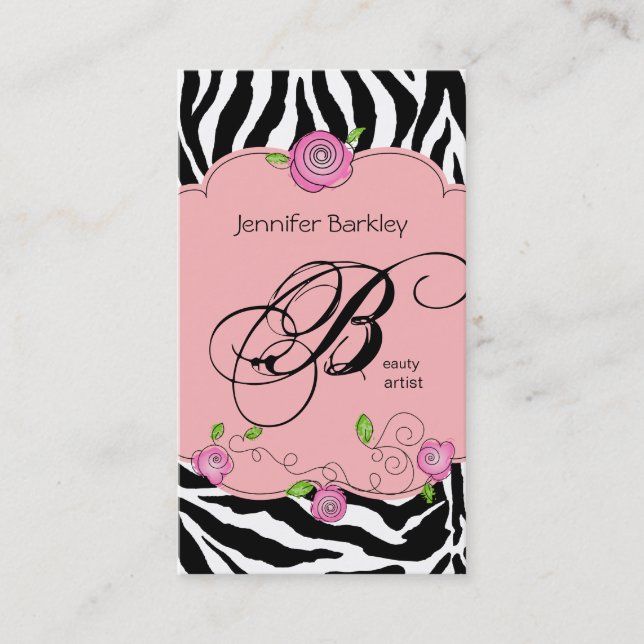 Affärskortet Zebra Ro Salon Baby Rosa Visitkort (Framsida)