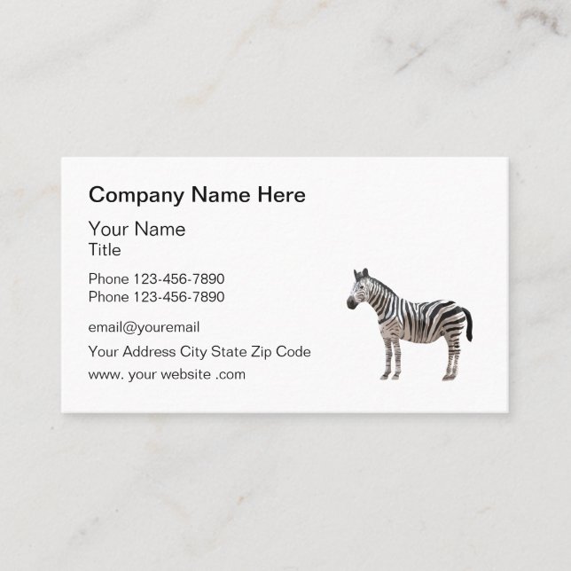 Affärskortet Zebra Theme Business Logotyp Visitkort (Framsida)