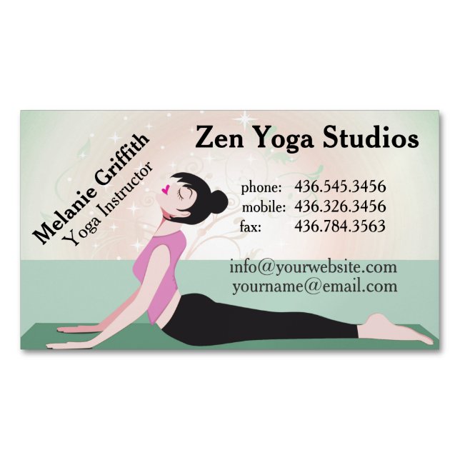 Affärskortet Zen Yoga Instructor/Trainer Magnetic Visitkortmagnet (Framsida)
