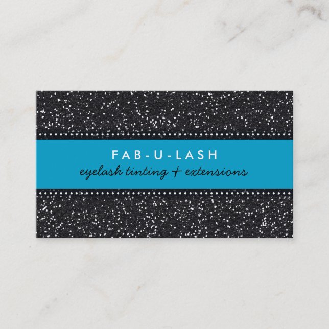 AFFÄRSKORTETS moderna trendig glitter aqua black Visitkort (Framsida)