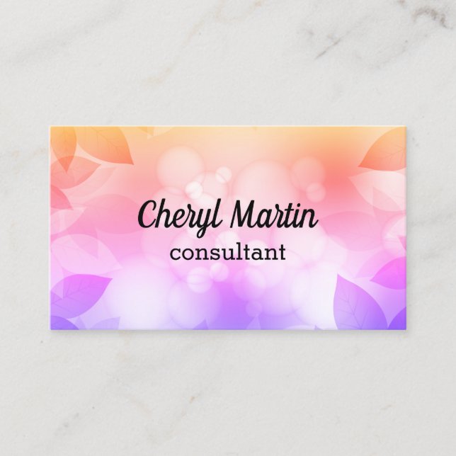 Affärskortmall för anpassningsbar för löv-design visitkort (Framsida)