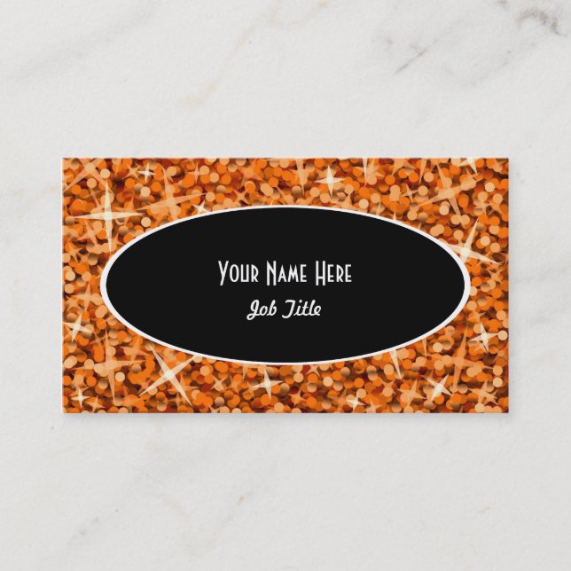 Affärskortmall för Glitz Orange Black Oval Visitkort (Framsida)