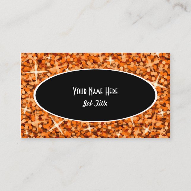 Affärskortmall för Glitz Orange Black Oval Visitkort (Framsida)