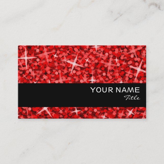 Affärskortmall för Glitz Red Black rand Visitkort (Framsida)
