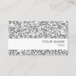 Affärskortmall för Glitz"Silver", vitt rand Visitkort
