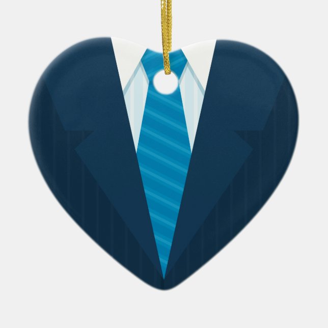 Affärskostym & tie julgransprydnad keramik (Framsidan)