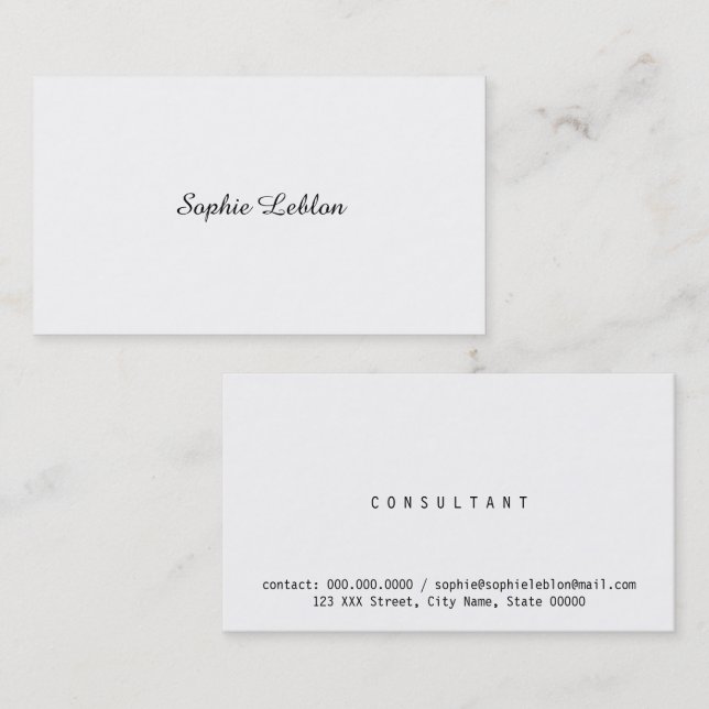 Affärskvinna med minimalistisk elegant visitkort (Fram/baksida)