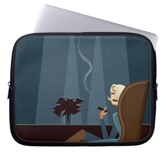 Affärskvinna som röker cigarren laptop sleeve (Framsidan)