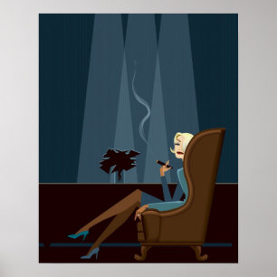 Affärskvinna som röker cigarren poster