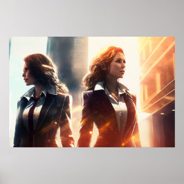 Affärskvinnor i en framtida stad poster