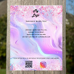 Affärslogotyp för instagram-text i holografisk fyr flygblad<br><div class="desc">Anpassa och lägga till din logotyp,  namn,  adress,  din text,  din egen QR-kod till ditt instagram-konto.  rosa,  lila,  blått,  holografisk bakterie som dekorerats med konfetti.</div>