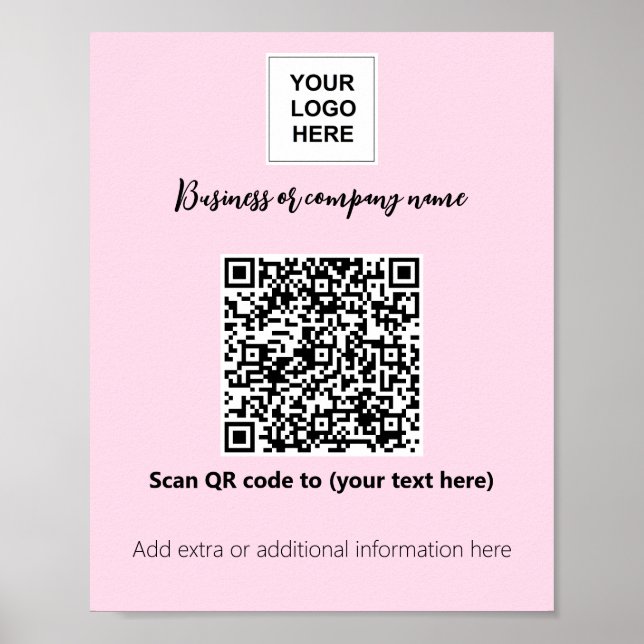 Affärsmall Rosa  logotyp qr-kod Poster (Framsidan)