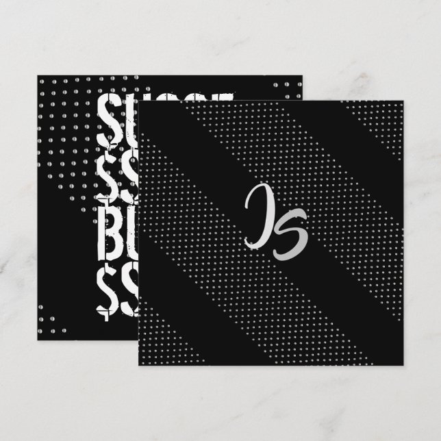 Affärsman Personal Silver Monogram lyckades Inbjudningar (Fram/baksida)