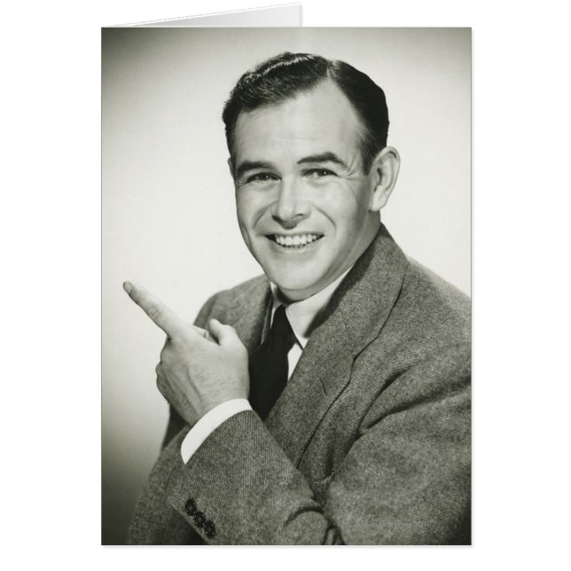 Affärsman Pointing Hälsningskort (Framsidan)