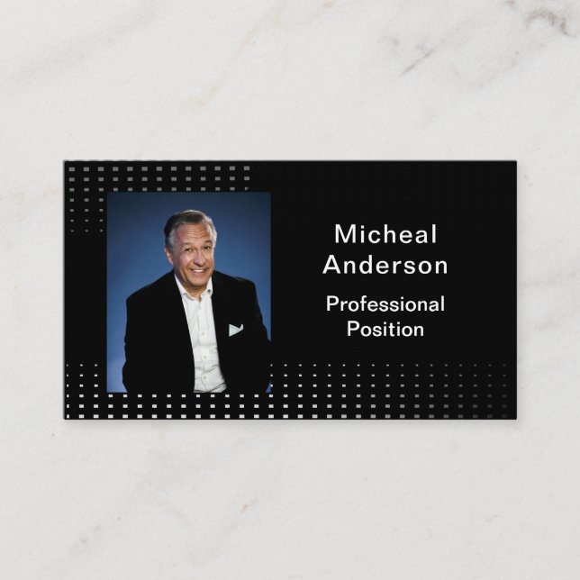 Affärsman Professionell Modern Photo Black Visitkort (Framsida)