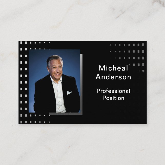 Affärsman Professionell Modern Photo Black Visitkort (Framsida)