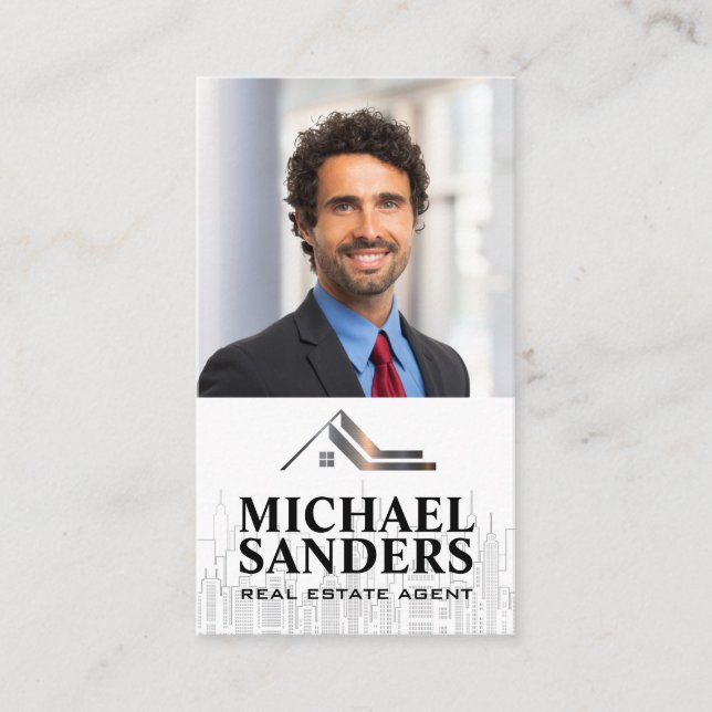 Affärsman | Real Gods Logotyp | City Skyline Visitkort (Framsida)