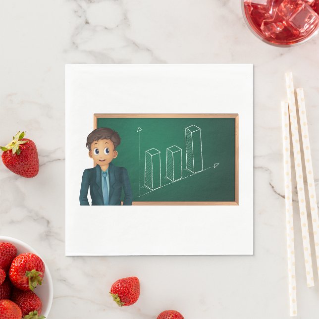 Affärsman som presenterar Pappra blöjor Pappersservett (Skapare uppladdad)