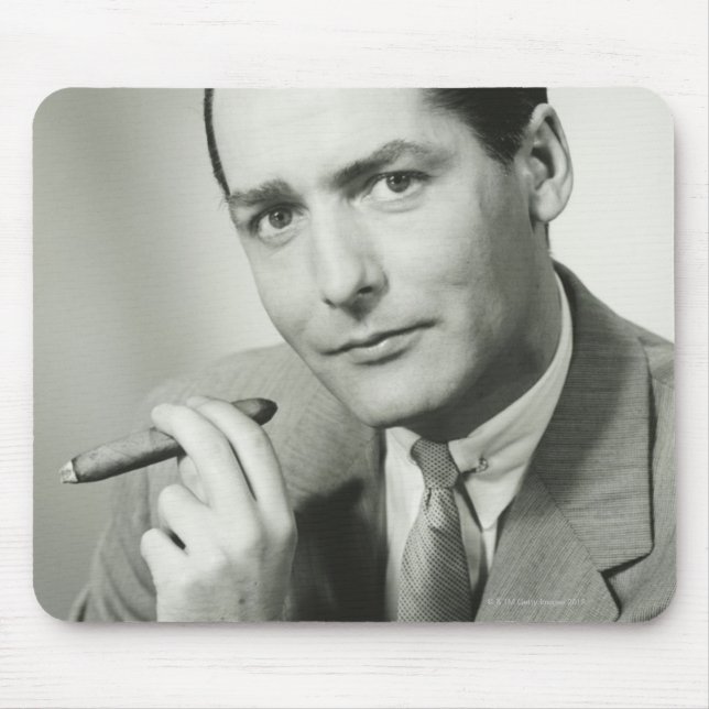 Affärsman som röker cigarren musmatta (Framsidan)