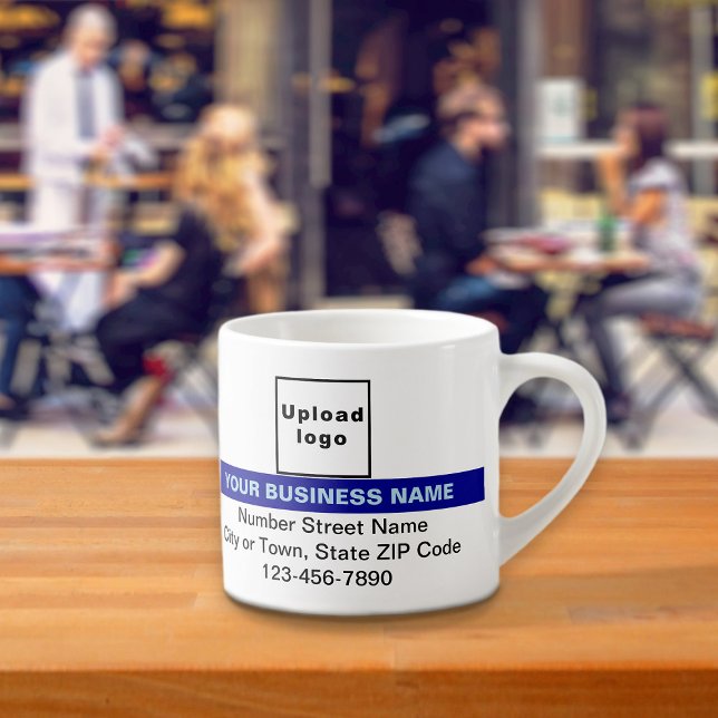 Affärsmärke med blå markering på Espresso Mugg Espressomugg (Skapare uppladdad)