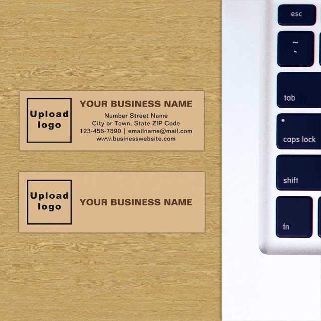 Affärsmärke på Mini Storlek Light Brown Card Visitkort (The front and back of the light brown mini business card with your brand)