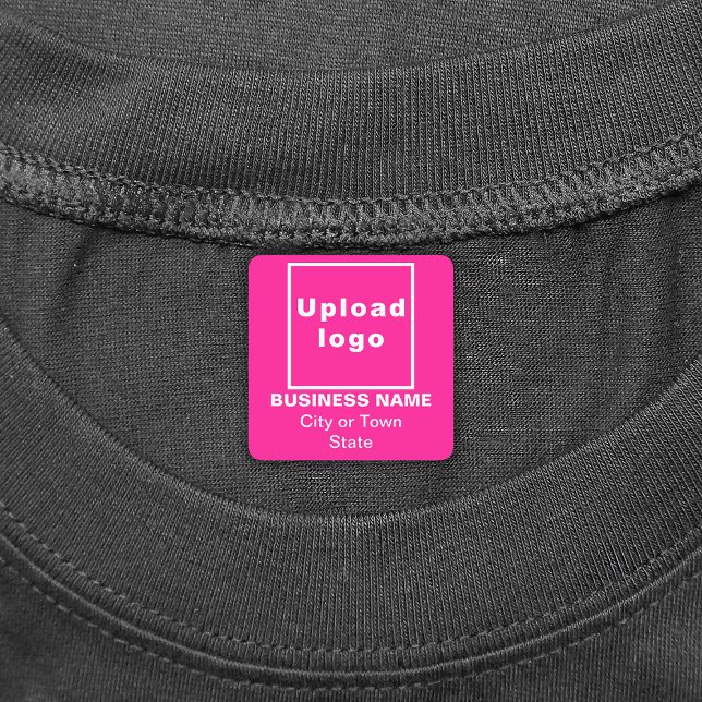 Affärsmärke på Rosa Square Järn på etikett (Pink square iron on label with your business brand)