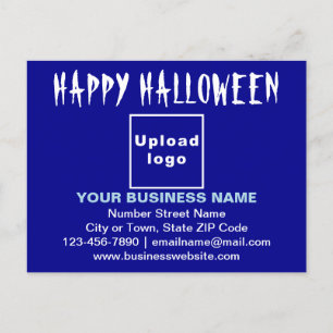Affärsmässig halloweenhälsning på blå postkort vykort