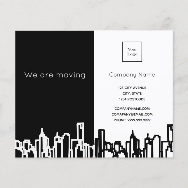 Affärsmeddelande om flytta av affärsverksamhet i b flygblad (Framsidan)