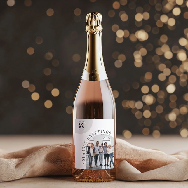 Affärsmodern valvbåge foto julhelg vinflaska etikett (Skapare uppladdad)