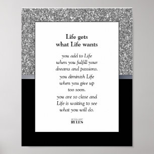 Affärsmotivation Luxe Silver Glitter och Svart Poster