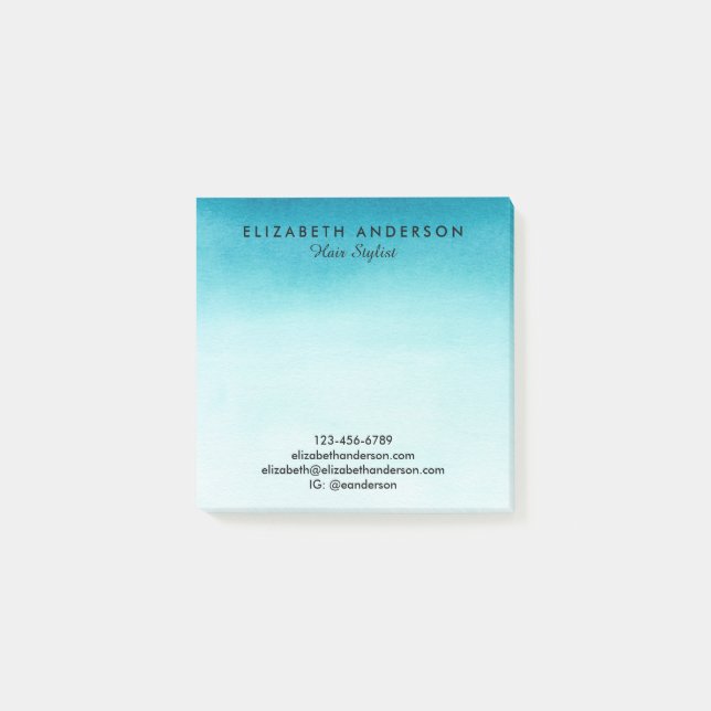 Affärsnoter för vattenfärgsturkos efter det att de post-it block (Framsida)