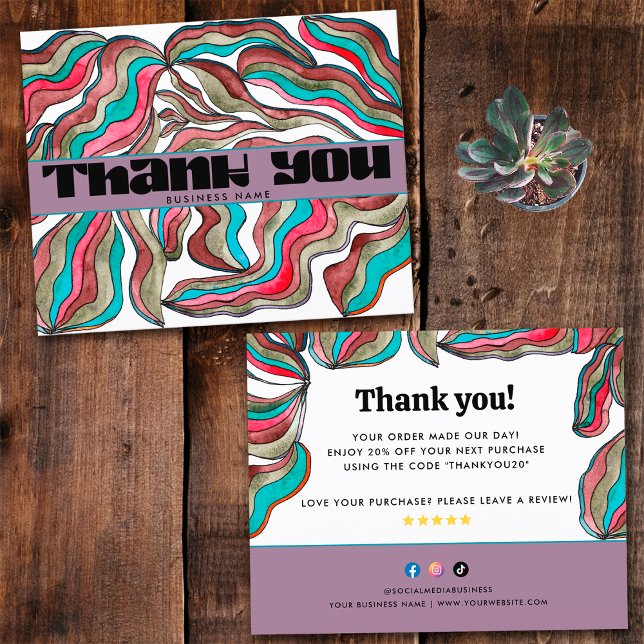 Affärsorder för Groovy Teal Rosa - 70-årsjubileum  (Front and Back)