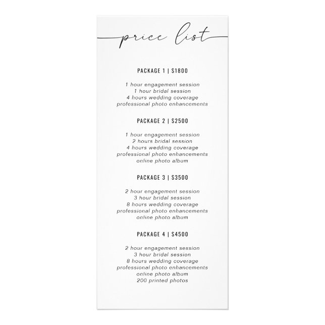 Affärsprisguide | Enkel | Fotograf Reklamkort (Framsidan)