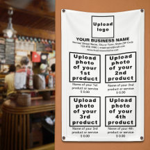 Affärsprodukter på vit Porträtt-banderoll