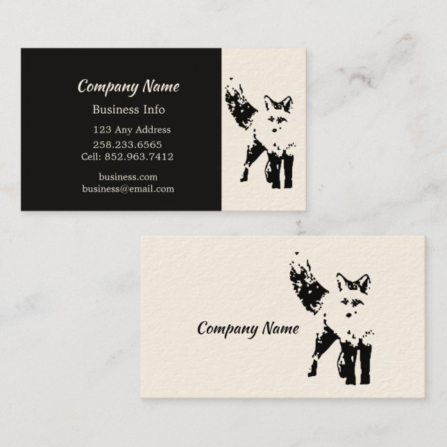 Affärsprofilkort för Cute Fox Art-Anpassningsbar Visitkort (Fram/baksida)