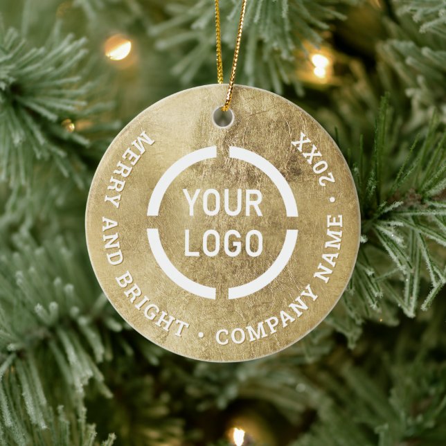 Affärsprydnader med logotyp i Faux guld anpassning Julgransprydnad Keramik (Träd)