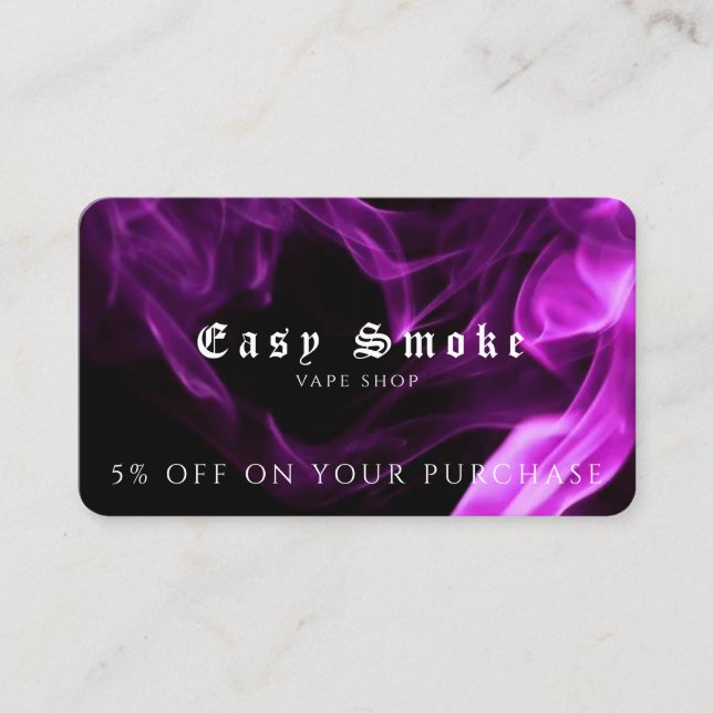 Affärsrabattkort för Vape Shop Visitkort (Framsida)