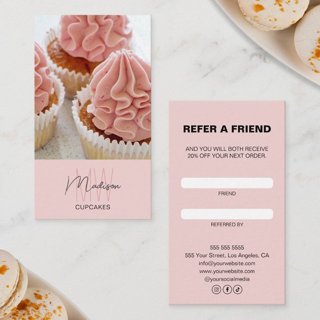 Affärsreferenskort för Logotyp i bageri-monogram Lojalitetskort (Bakery Monogram Logo Business Referral Card)