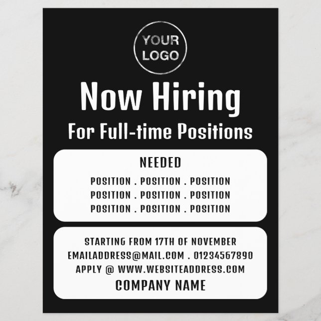 Affärsrelaterad Logotyp, rekryteringsannonsering f Reklamblad (Framsidan)