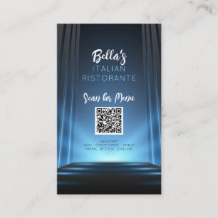 Affärsskylt för Slate Blue Menu Restaurang QR-kod Visitkort