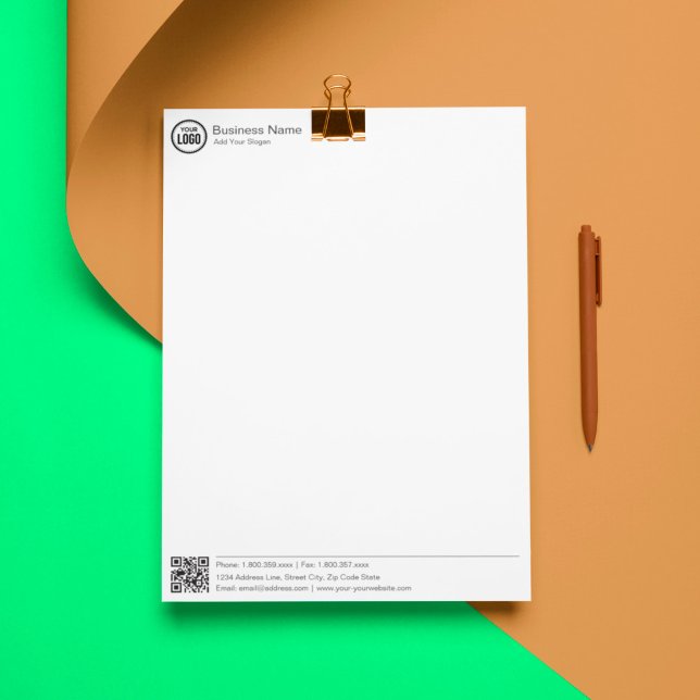 Affärsstationär mall med Logotyp och QR-kod Brevhuvud (Skapare uppladdad)