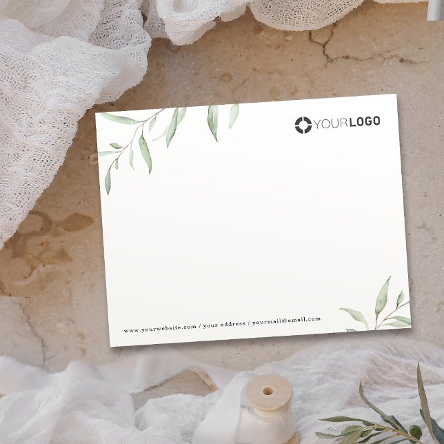 Affärsstationeri med minimal rustik logotyp anteckningskort (Minimal rustic greenery logo business Stationery Note Card)