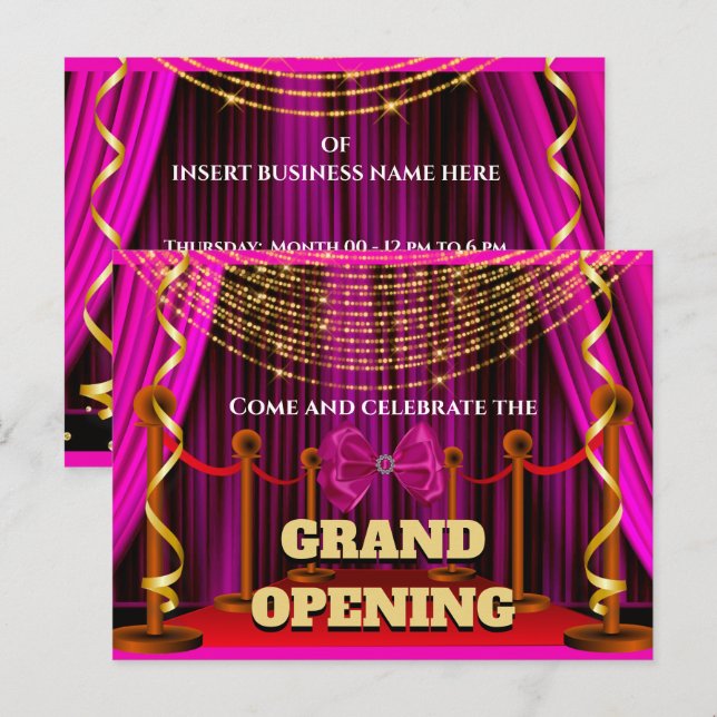 Affärsstorinledande rosa guld red VIP party Meddelande Vykort (Fram/baksida)