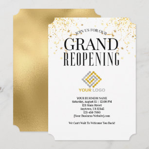 AffärsstoröppningsLogotyp Faux Guld Confetti Inbjudningar