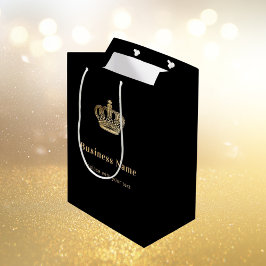 Affärssvart guld kunglig krona pappersshoppingpåse