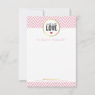 AFFÄRSTACK tillverkad med kärlek rosa chevron Tack Kort