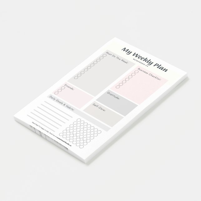 Affärsveckors mål och livsmiljöspårare post-it block (Vinklad)