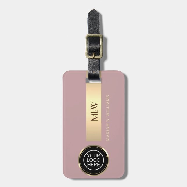Affärsverksamhetens Logotyp - Guld Metall monogram Bagagebricka (Vertikal Framsida)